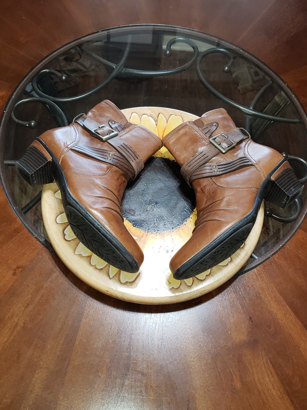 💘🖤EARTH ODYSSEY HEELED ANKLE BOOTS BOOTIES ALMOND LEATHER WITH BUCKLE 9.5/41 - Picture 7 of 10